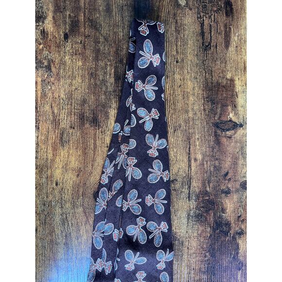 1970s Resilio Brown Orange Tennis Croquet Sports Academic Old Money Linen Tie - Picture 3 of 10